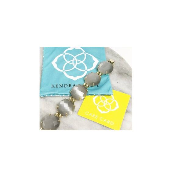 NEW Kendra Scott Women's Signature Cassie Gold Slate Cat Eye Link Bracelet 8" - Picture 6 of 6